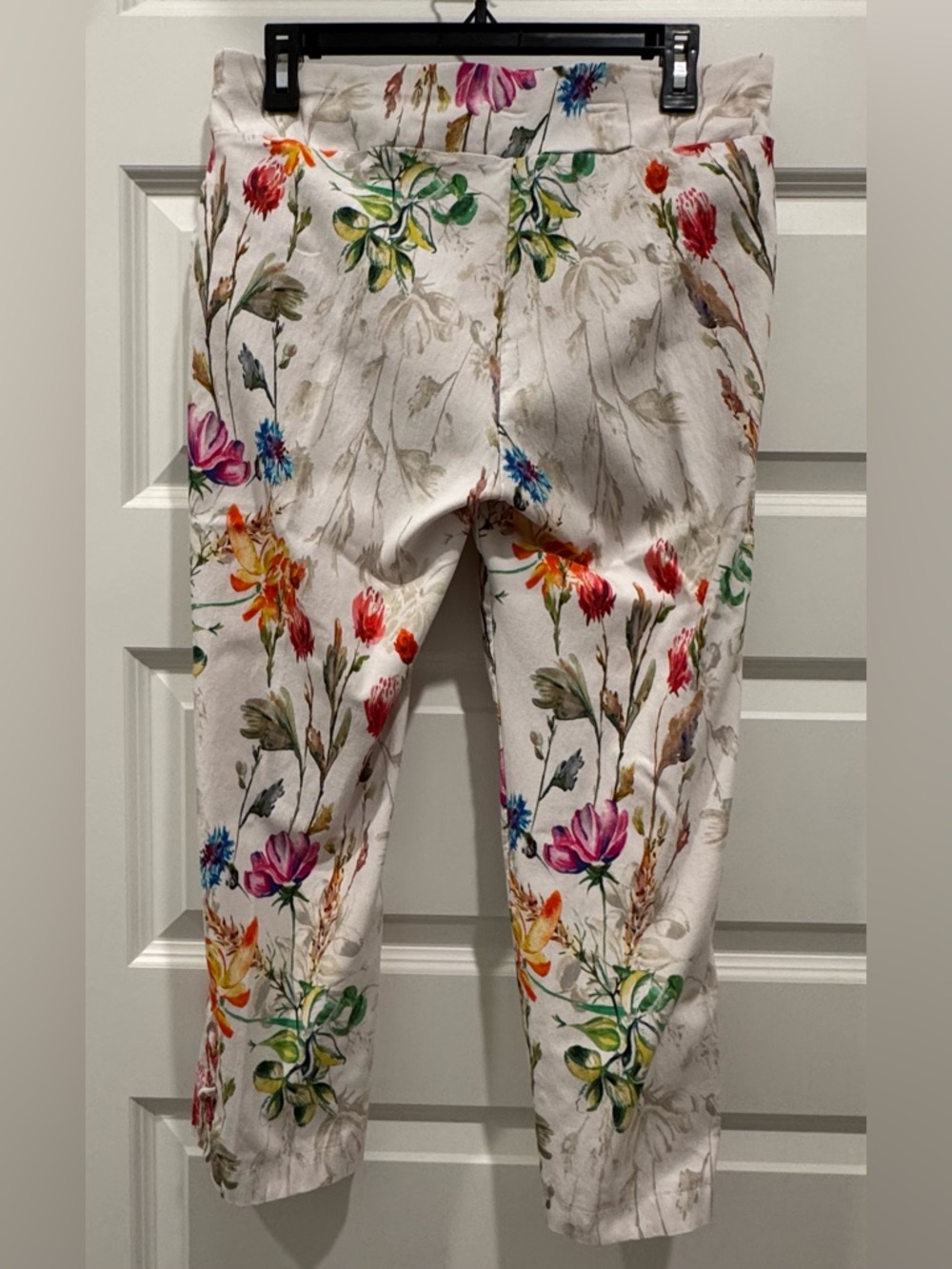 Insight White Floral Print Pants with Pink, Yellow & Green Blooms - Picture 2 of 9